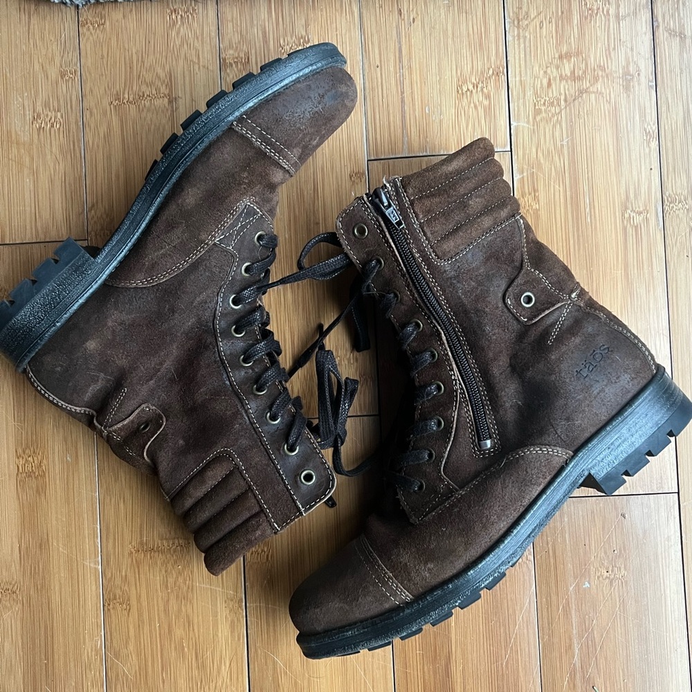täōs genuine leather/suede combat boots
